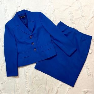 Cobalt Blue Evan Picone Business Skirt Suit Sz 12